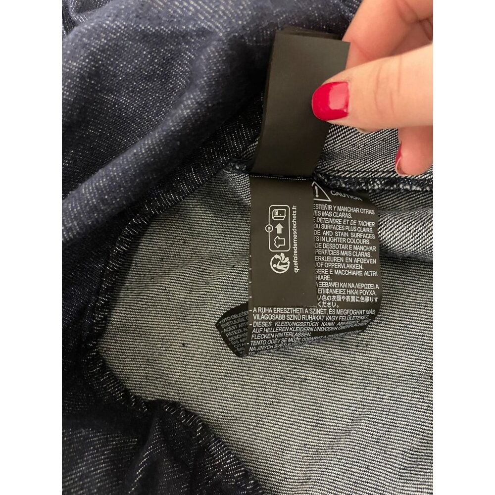 Zara Dark Denim Short Sleeve Tie-Neck Blouse - Picture 14 of 16